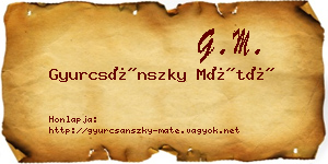 Gyurcsánszky Máté névjegykártya